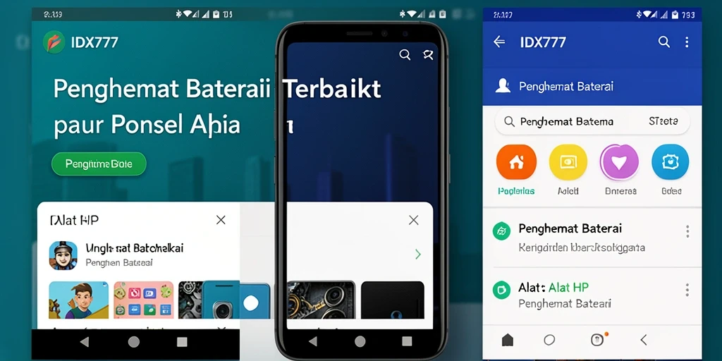 Antarmuka pengguna aplikasi IDX777 dengan fitur penghemat baterai