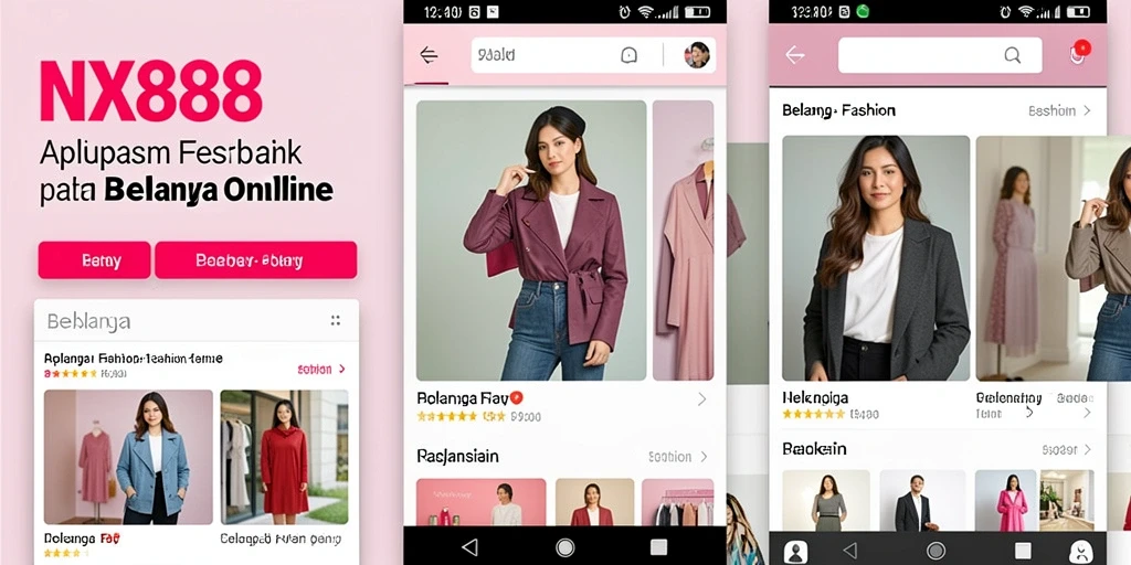 Tampilan antarmuka <strong>NX888</strong> yang menarik untuk belanja fashion online.