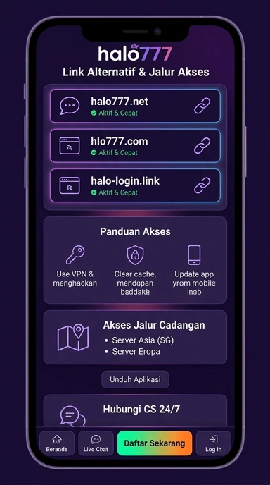 Tampilan link alternatif halo777