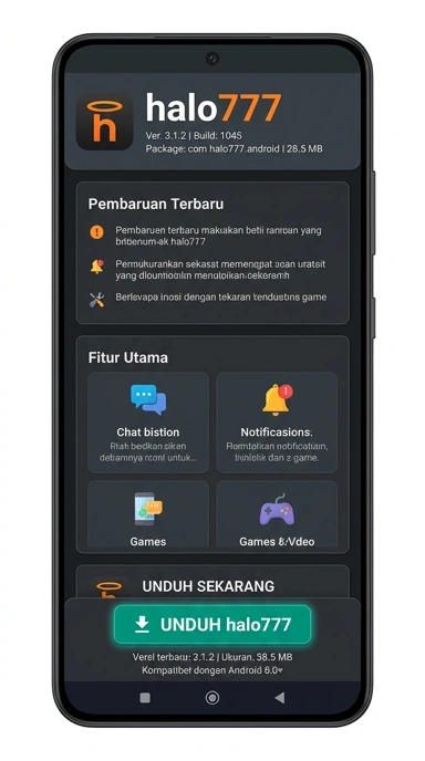Tampilan halaman APK halo777