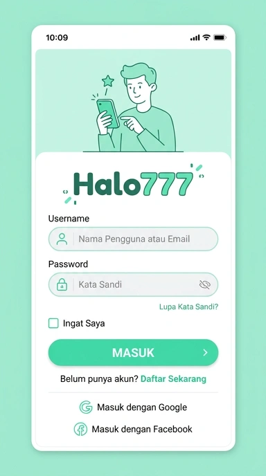 Tampilan halaman login halo777