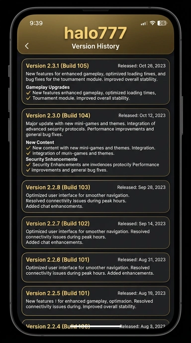 Tampilan riwayat versi halo777